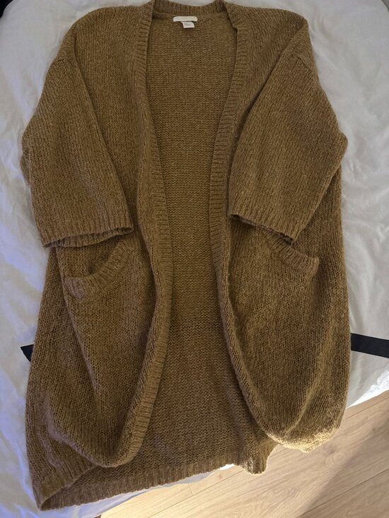 H&M Sweaters - H&M Tan Chunky Knit Open Front Cardigan Sz M